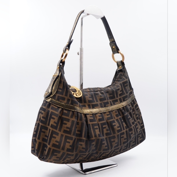 ❌️❌️SOLD ❌️❌️AI32❤️ FENDI Zucca Chef Hobo Tobacco Bag - Picture 3 of 14